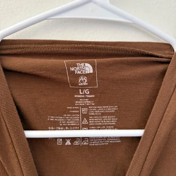 The North Face A5 Series Brown Paisley Logo y2k T-Shirt Womens Large L/G - Picture 2 of 8